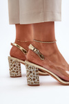 Transparent Sandals On Heel With Decorations S.Barski MR38-356 Golden