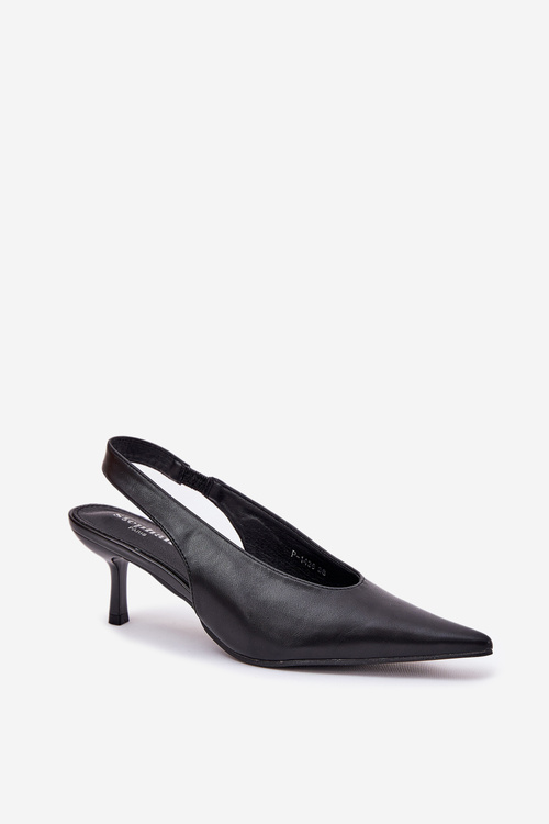 Lacquered High Heels With Open Heel Black Emmizola