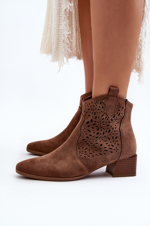 Women's Openwork Ankle Boots Brown Madalina