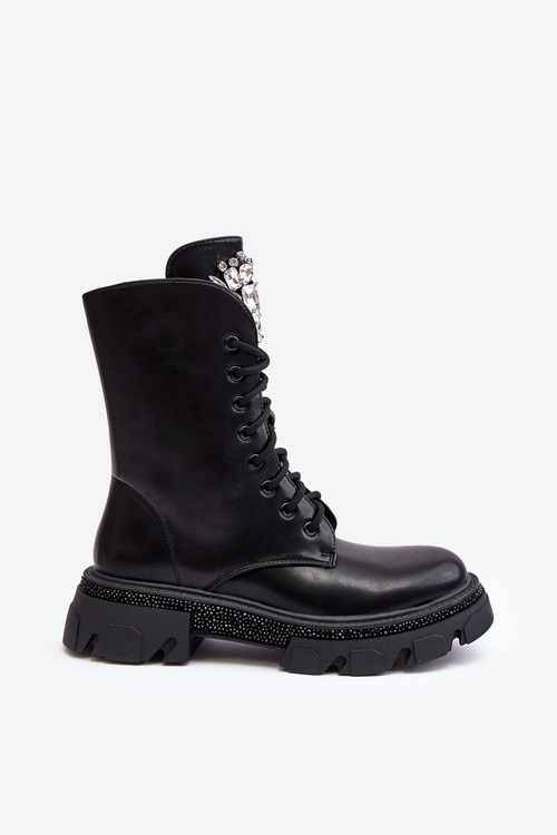 Women's Workery Boots with Decoration Black Ventora