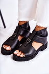 Women's Leather Sandals With Zipper Nicole 2748 Black