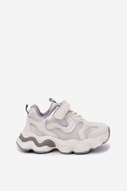 Dziecięce Sneakersy Na Grubej Podeszwie Rzep Białe Lianees