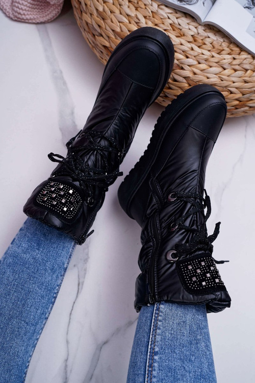 Women's Fleece-lined Snow Boots Black Honor