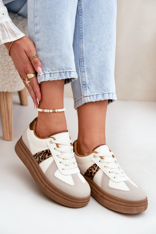 Women's Platform Sneakers Leopard Beige Lincidi