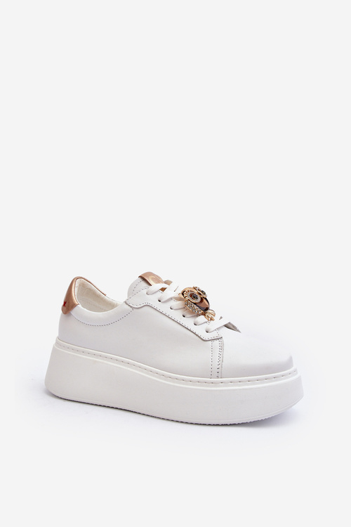 Buty Sportowe Damskie Skóra Białe CheBello 4411