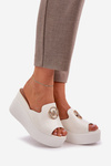 Platform And Wedge Sandals With Decoration White Nanessia