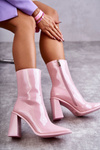 Women's Patent Leather Boots Pink Margit