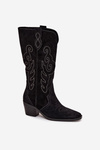 Suede Women's Cowboy Boots With Heel Black Karira
