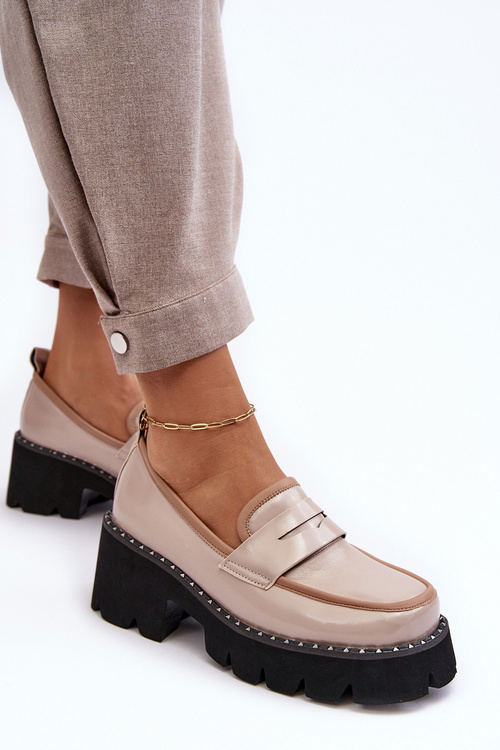 Ladies Leather Moccasins D&A MR870-32 Beige