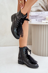 Lacquered insulated ankle boots with zipper S.Barski HY42-991 black