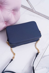 Shoulder Handbag with Gold Chain Navy Blue