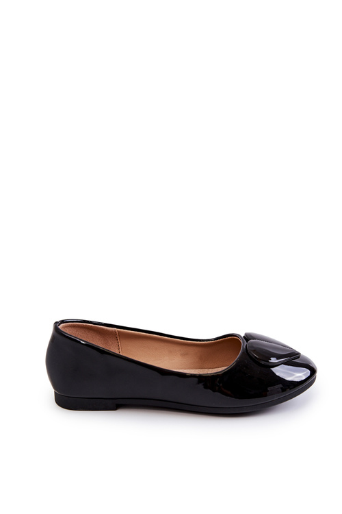 Lacquered Children's Ballerinas With Heart Black Corty