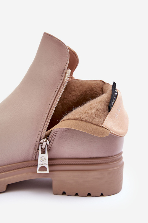 Botki Niska Cholewka Skóra Beżowe Foteini 58110