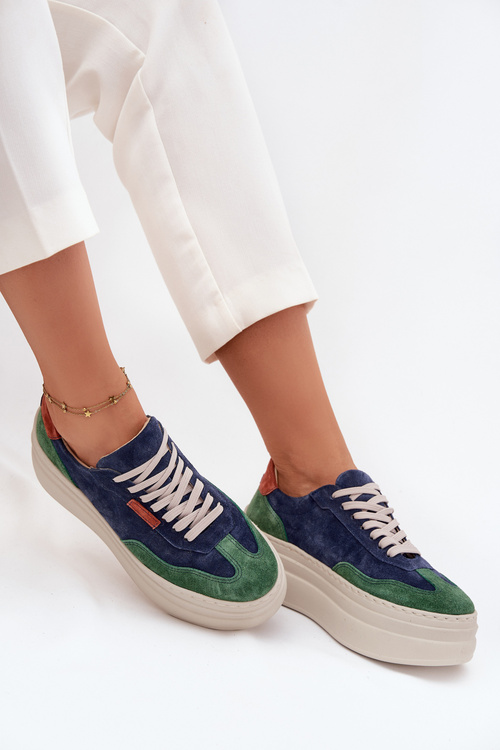 Suede Women's Sneakers On Platform Zazoo N1269S3 Green-Blue