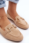 Women's Moccasins with Faux Suede Decoration Beige Winalita