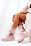 Openwork Boots With A Purse Pink Rock Star