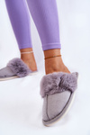 Women's Warm Slippers With Fur Grey Franco