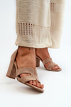 Fashionable Suede High Heels Sandals Camel Aubrey