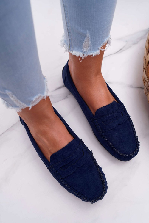 Women's Mocassins Navy Blue Suede Bolero