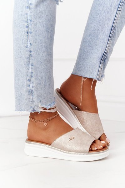 Wedge Slippers Sergio Leone SK042 Gold