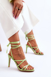 Women's Tied Sandals On A High Heel Green Meya