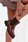 Women's winter ankle boots with zipper brown Rivelia