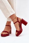 Eco Leather Heeled Sandals Burgundy Lillita