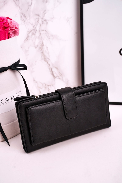 Large Women's Wallet With An Extra Space For Cards Black