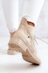 Women's Suede Ankle Boots with a Snake Pattern Light Beige Sonroe