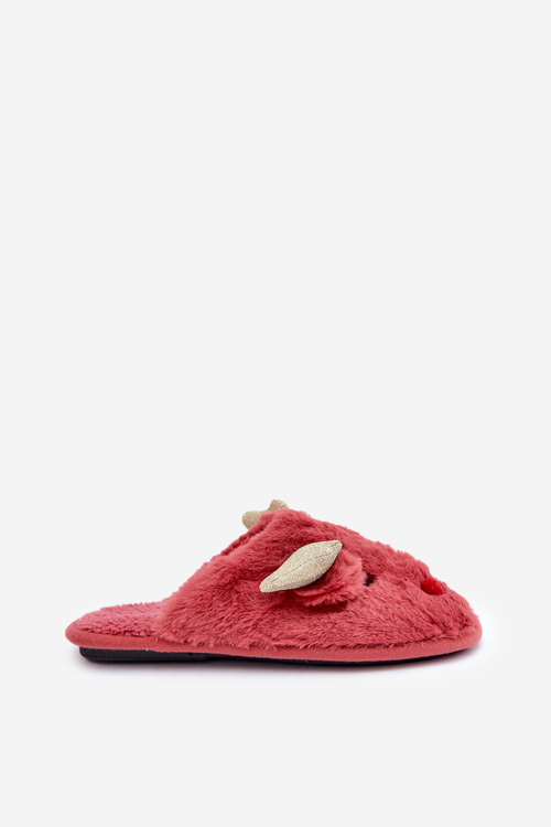 Christmas Slippers With Reindeer Motif Coral Asielle
