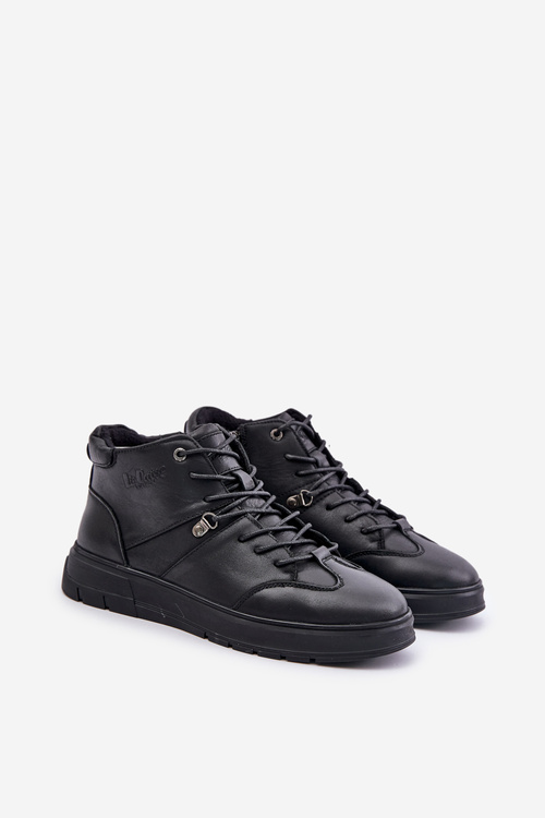 Sneakersy Botki Skórzane Ocieplane Na Zamek Męskie Czarne Lee Cooper LCJ-24-33-2913