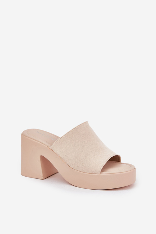 Women Sandals On Heel And Platform Beige Omeisa