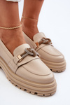 Mokasyny Modne Platforma Ozdoba Beżowe Laura Messi 2600 