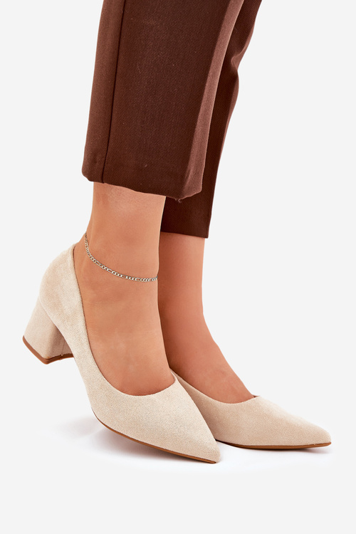 Women's Pumps With Pointed Toes On Heel Beige Merinette