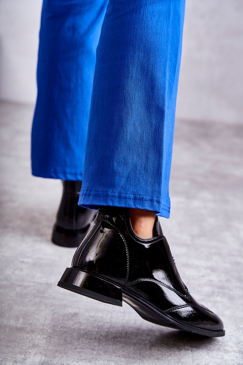 Patent Low Zip Boots Black Bettina