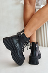 Warm Leather Ankle Boots with Chunky Sole GOE OO2N4126 Black