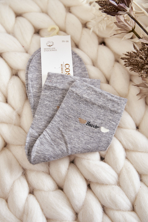 Women's Plain Cotton Cosas Socks Grey Melange