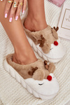 Women's Brown Slippers With Reindeer Motif Wistira