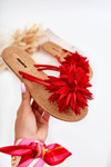 Women's Flip-flops With Fabric Ornament Red Eviana