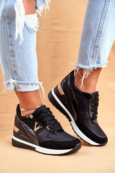 Women's Wedge Sneakers Black Isla