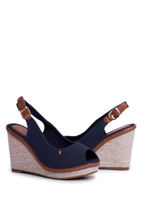 Sandals On A Braided Wedge Navy Blue Tommy