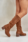 Ladies Knee High Heeled Boots Camel Erisorae