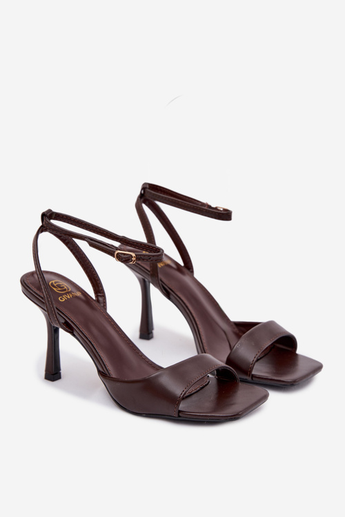 Women's High Heel Sandals Eco Leather Chocolate Brisora