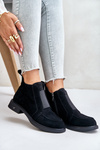 Suede Low Ankle Boots With Flat Heel Insulated D&A JC42-23 Black
