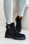 Insulated ankle boots with zipper and buckle black Kikiella