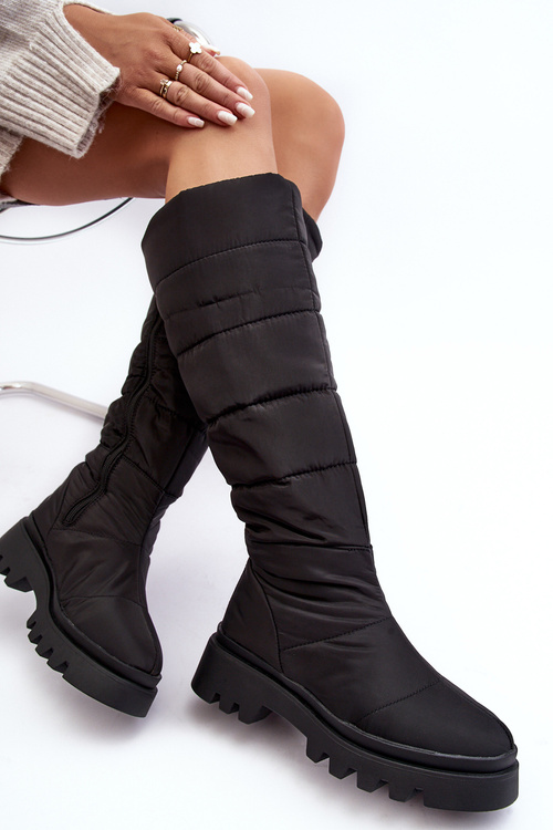 Women's Snow Boots Fur-Lined Ankle Boots Black Big Star MM274332