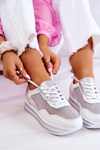 Buty Sportowe Sneakersy Damskie Wygodne Biało-Srebrne Bourne
