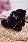 Młodzieżowe Botki Perły Czarne Nargos