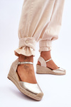 Leather Espadrilles Wedge Sandals gold Cammer 