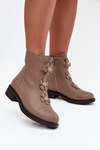 Leather Women's Ankle Boots With Decorative Flowers Insulated Beige Belverine